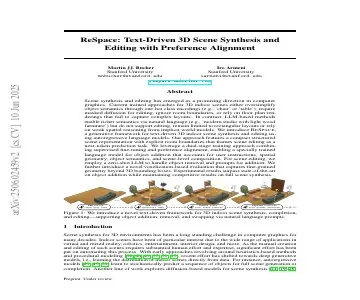 Paper thumbnail for ReSpace: Text-Driven 3D Scene Synthesis and Editing with Preference Alignment