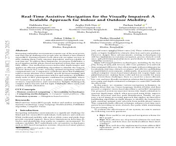 Paper thumbnail for Real-Time Assistive Navigation for the Visually Impaired: A Scalable Approach for Indoor and Outdoor Mobility