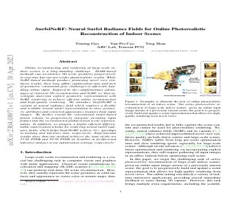 Paper thumbnail for SurfelNeRF: Neural Surfel Radiance Fields for Online Photorealistic Reconstruction of Indoor Scenes