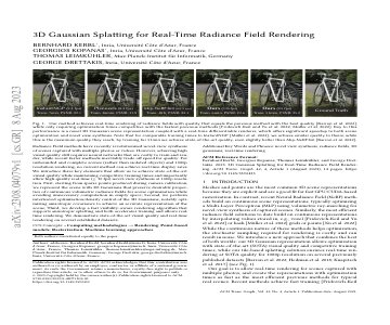 Paper thumbnail for 3D Gaussian Splatting for Real-Time Radiance Field Rendering