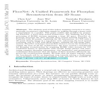 Paper thumbnail for FloorNet: A Unified Framework for Floorplan Reconstruction from 3D Scans