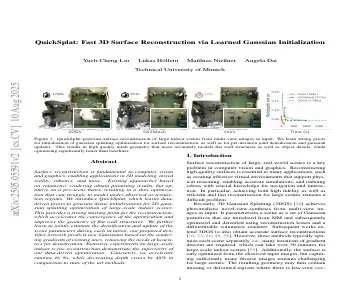Paper thumbnail for QuickSplat: Fast 3D Surface Reconstruction via Learned Gaussian Initialization