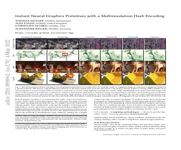 Paper thumbnail for Instant Neural Graphics Primitives with a Multiresolution Hash Encoding