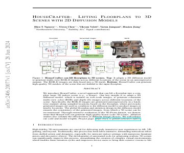 Paper thumbnail for HouseCrafter: Lifting Floorplans to 3D Scenes with 2D Diffusion Model