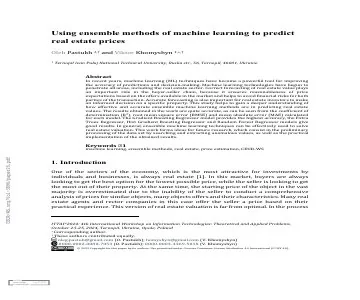 Paper thumbnail for Using ensemble methods of machine learning to predict real estate prices