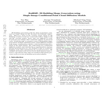 Paper thumbnail for BuilDiff: 3D Building Shape Generation using Single-Image Conditional Point Cloud Diffusion Models