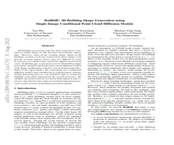 Paper thumbnail for BuilDiff: 3D Building Shape Generation using Single-Image Conditional Point Cloud Diffusion Models