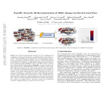 Paper thumbnail for Fast3R: Towards 3D Reconstruction of 1000+ Images in One Forward Pass