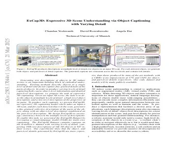 Paper thumbnail for ExCap3D: Expressive 3D Scene Understanding via Object Captioning with Varying Detail