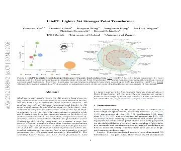 Paper thumbnail for LitePT: Lighter Yet Stronger Point Transformer