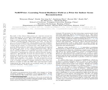 Paper thumbnail for NeRFPrior: Learning Neural Radiance Field as a Prior for Indoor Scene Reconstruction