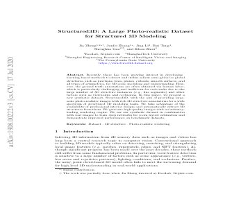 Paper thumbnail for Structured3D: A Large Photo-realistic Dataset for Structured 3D Modeling