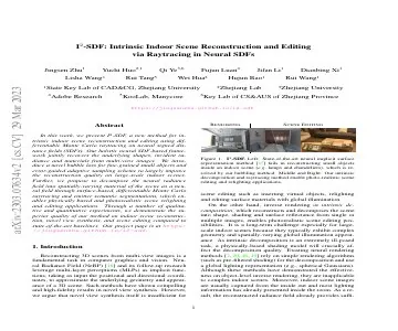 Paper thumbnail for I2-SDF: Intrinsic Indoor Scene Reconstruction and Editing via Raytracing in Neural SDFs